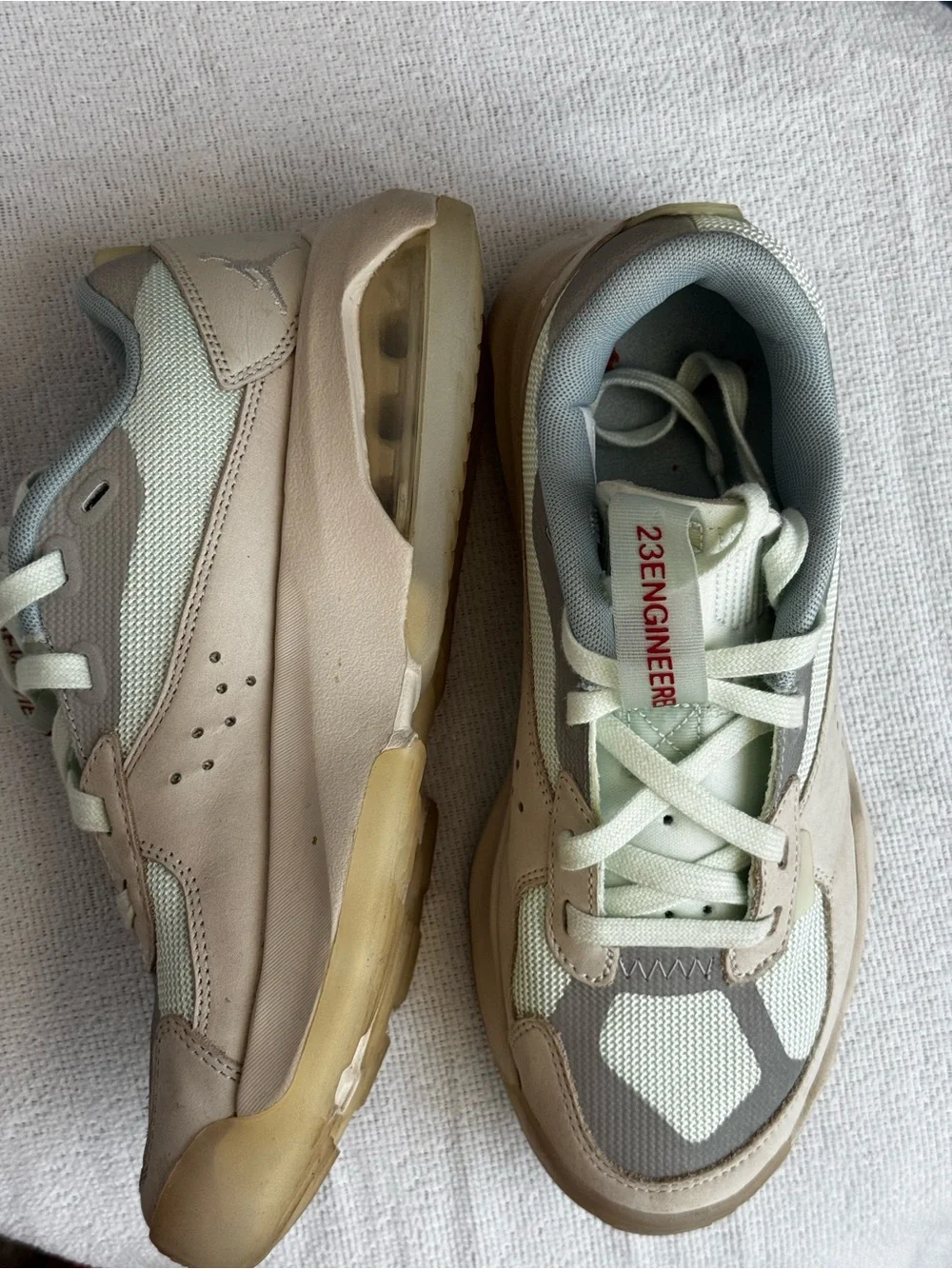 Jordan 23 Engineered Sneakers Beige/Gray/White Leather US 7 DH7381-163